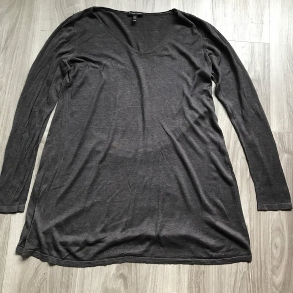 Eileen Fisher Linen Tunic Long Sleeve Top Womens M